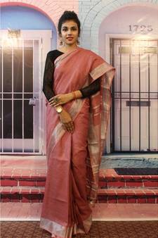 multicolor Shade Linen saree with blouse