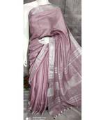 Pastel Color Linen saree with blouse with zari border