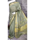 Grey Shade Linen saree with blouse with zari border
