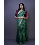 Green shade Tussar Moonga Silk saree with blouse