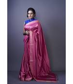 Pink shade Tussar Moonga Silk saree with blouse