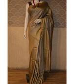 Chocolate brown shade Tussar Moonga Silk saree with blouse