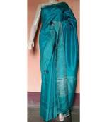 Blue shade Tussar Moonga Silk saree with blouse
