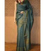 Blue shade Tussar Moonga Silk saree with blouse