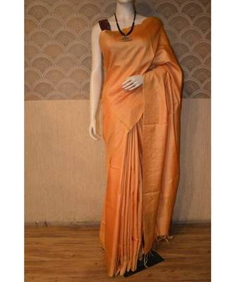 Orange Shade Tussar Moonga Silk saree with blouse 1