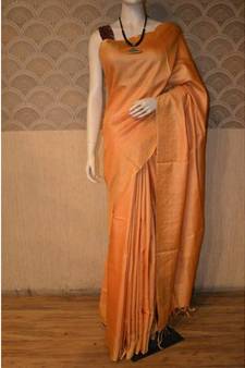 Orange Shade Tussar Moonga Silk saree with blouse
