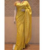 Yellow Shade Tussar Moonga Silk saree with blouse
