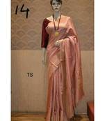 Peach Shade Tussar Moonga Silk saree with blouse