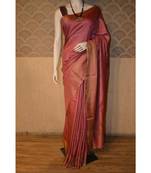 Wine shade Tussar Moonga Silk saree with blouse