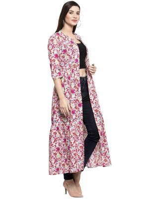 Indibelle Pink printed cotton party-tops

 3