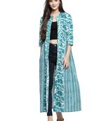 Indibelle Turquoise printed cotton party-tops