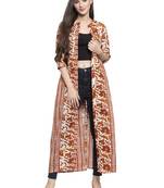 Brown printed cotton party-tops