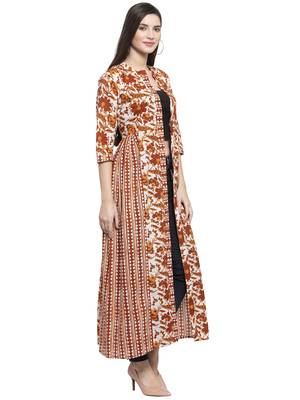Brown printed cotton party-tops 3
