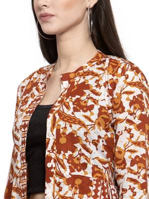 Brown printed cotton party-tops 5