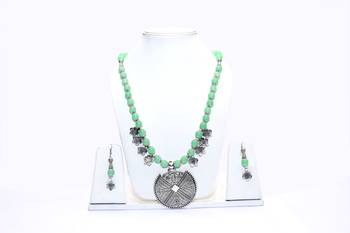 Green pearl necklace-sets 1