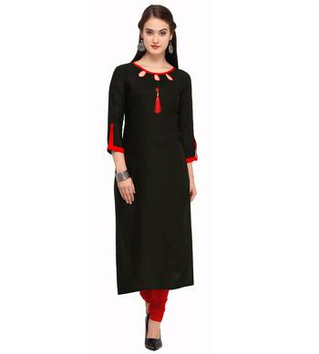 Black plain rayon ethnic-kurtis 1