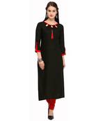 Black plain rayon ethnic-kurtis