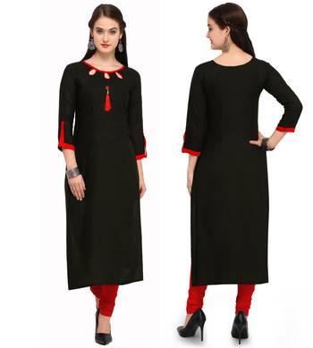 Black plain rayon ethnic-kurtis 3
