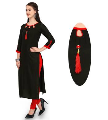 Black plain rayon ethnic-kurtis 4