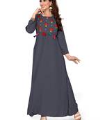 Grey embroidered rayon ethnic-kurtis