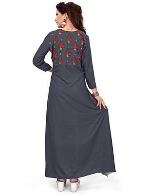 Grey embroidered rayon ethnic-kurtis 2