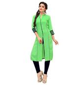 Green embroidered rayon ethnic-kurtis