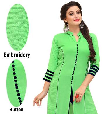 Green embroidered rayon ethnic-kurtis 4