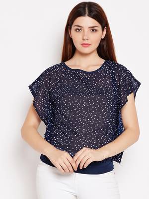 Blue printed cotton tops 1