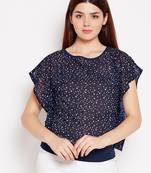 Blue printed cotton tops