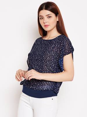Blue printed cotton tops 4