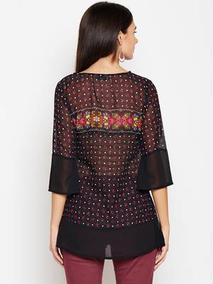Black printed georgette tops 2