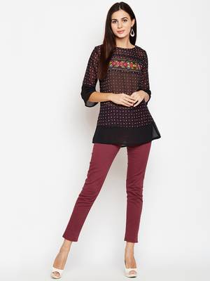 Black printed georgette tops 3