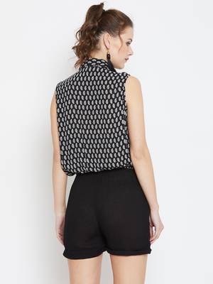 Black printed rayon tops 2