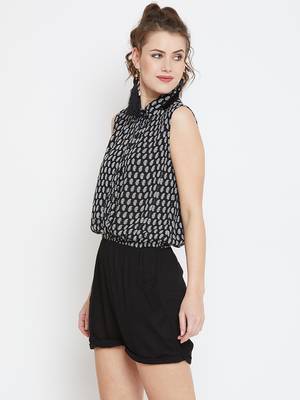 Black printed rayon tops 4