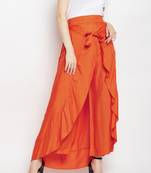 Orange plain rayon palazzo-pants