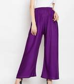 Purple plain rayon palazzo-pants