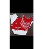 red Lucknowi Chikan Angarkha Set