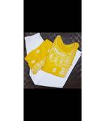 yellow Lucknowi Chikan Angarkha Set