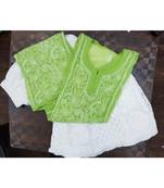 green Lucknowi Chikan Georgette Kurti Set