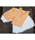 peach Lucknowi Chikan Georgette Kurti Set