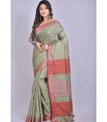 Ash Beige Shade Linen saree with blouse