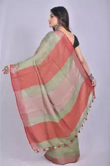 Ash Beige Shade Linen saree with blouse