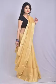 Golden Tissue Linen saree with blouse
