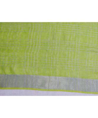 Light Green Linen saree with blouse with Zari Border 4