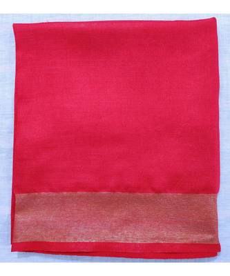 Mustard Orange Linen saree with blouse with zari border 4