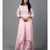 Light Pink Embroidered Kurta in Cold shoulder and Pallazo