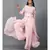 Light Pink Embroidered Kurta in Cold shoulder and Pallazo