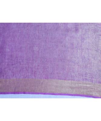 Light Lavendar Tissue Linen saree with blouse with Broad Zari Border 4