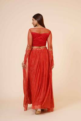 Miracolos Red Hand Embellished Sequins Ethnic Party Dress 5