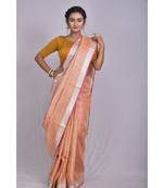 Pastel multicolor Shade Linen saree with blouse with chekered pattern